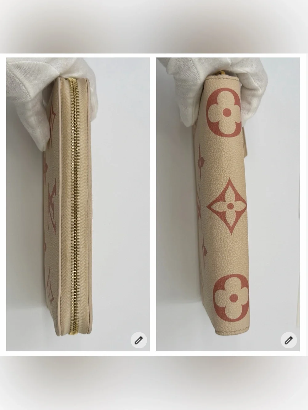 LV Cream & Pink Giant Empriente Monogram Zippy Wallet Full Set w/Entrupy COA - Picture 5 of 12